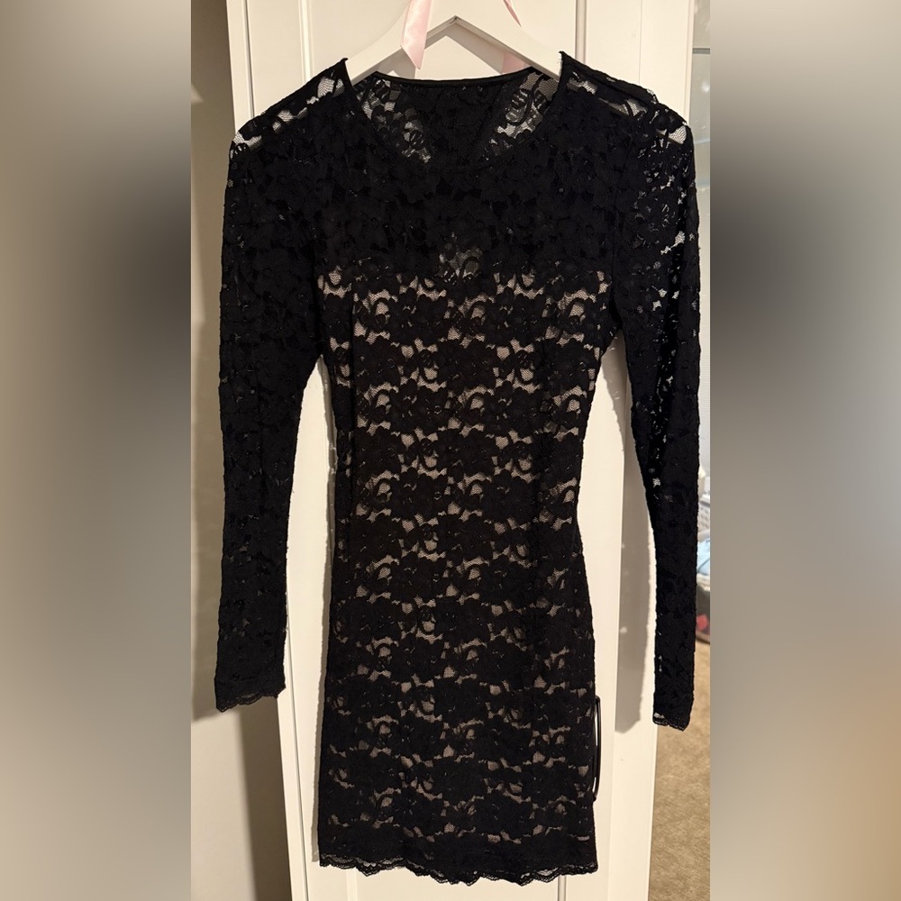 Express Black Lace Long Sleeve Dress
